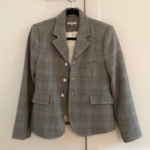 EUC Ganni Plaid Print Blazer with White Snap Buttons, Size 36 (Small)